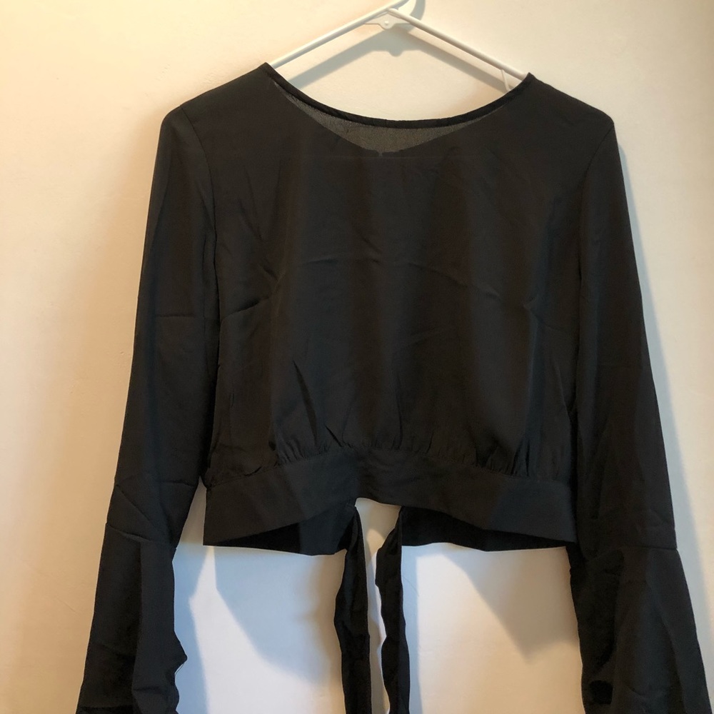 Forever 21 open back sheer cropped long sleeve🤩